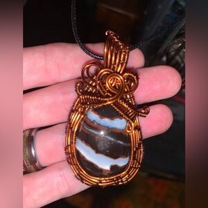 Wire Wrapped Black Banded Agate